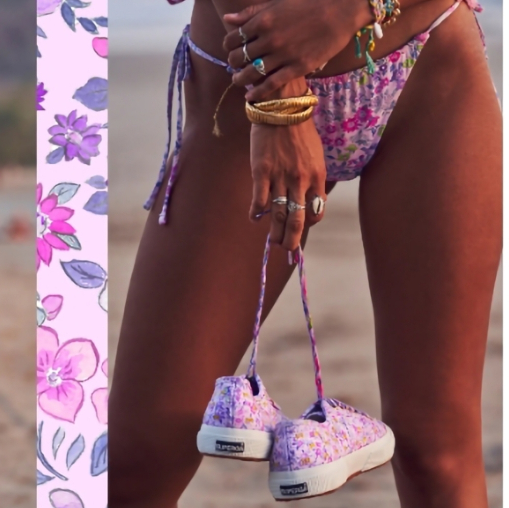 LoveShackFancy X SUPERGA Misty Lilac Floral Purple Sneaker Lace-Up